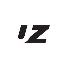 Initial letter UZ, negative space logo, simple black color