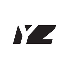 Initial letter YZ, negative space logo, simple black color