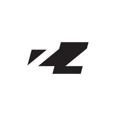 Initial letter ZZ, negative space logo, simple black color