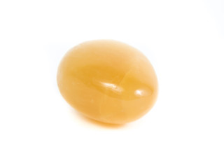 Polished yellow calcite, close-up