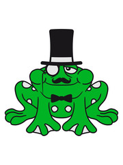 sir herr gentlemen mustache schnurrbart zylinder hut monokel brille reich lustig glücklich sitzend frosch klein süß niedlich quak comic cartoon clipart
