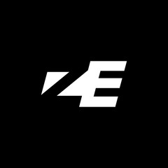 Initial letter ZE, negative space logo, white on black background