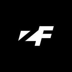 Initial letter ZF, negative space logo, white on black background