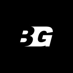 Initial letter BG, negative space logo, white on black background