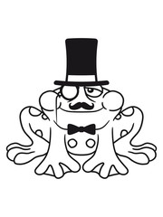 sir herr gentlemen mustache schnurrbart zylinder hut monokel brille reich lustig glücklich sitzend frosch klein süß niedlich quak comic cartoon clipart