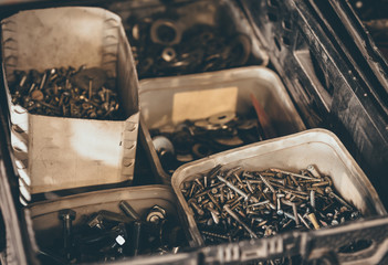 containers filled with screws