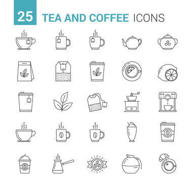 Tea and Coffee Line Icons