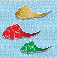 Three Chinese cloud traditional vector background