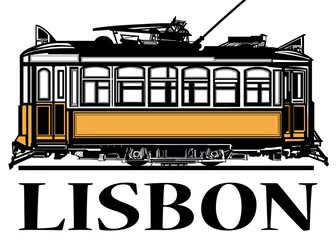 Poster Oude klassieke gele tram van Lissabon © Isaxar