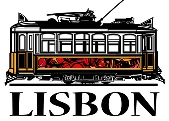 Poster Old classic yellow tram of Lisbon © Isaxar
