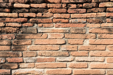 Old red brick wall in a background image.