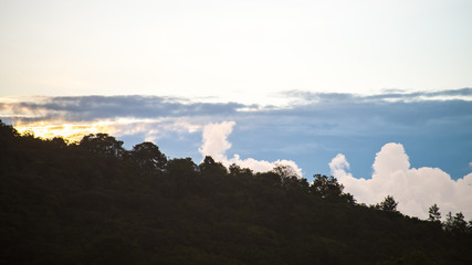 beautiful cloud shapes on the bue bright sky