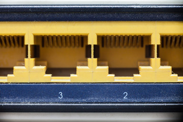 Close-up Router network hub without patch cables