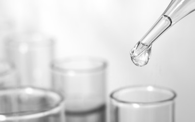 Science laboratory chemical test tube lab glassware equipment. Research and development concept.