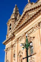 Front view of Naxxar Parish church, Naxxar, Malta.