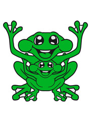 nachwuchs papa mama junges kind baby junge mädchen paar team 2 freunde familie glücklich spaß fröhlich winken frosch klein süß niedlich quak comic cartoon clipart
