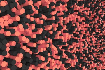 Pattern of black and red cylinders of different length