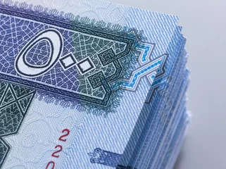 Foto op Canvas Saudi Riyal Banknotes of 500 extreem close up © Hany