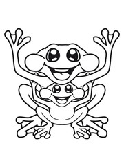 nachwuchs papa mama junges kind baby junge mädchen paar team 2 freunde familie glücklich spaß fröhlich winken frosch klein süß niedlich quak comic cartoon clipart