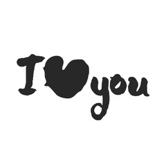 Calligraphy Lettering I Love You with Big Heart