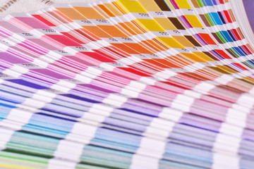Color Palette Pantone Guide Close Up. Colorful Swatch Catalog