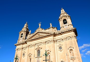 View of Naxxar Parish church, Naxxar, Malta.