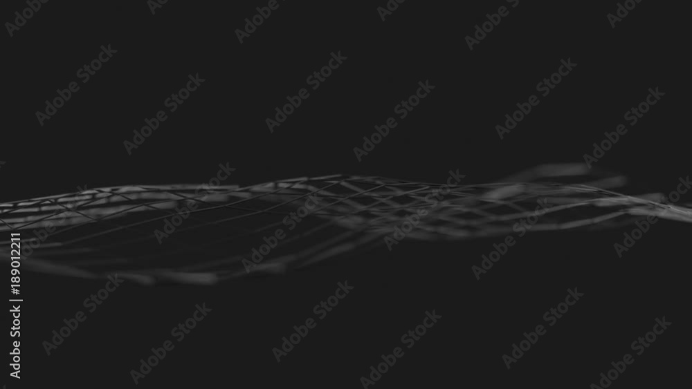Poster abstract 3d rendering of seamless loop smooth surface animation with ripples. lines with waves. mode