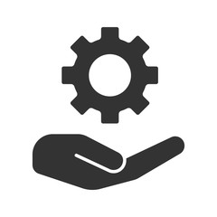 Open hand with cogwheel glyph icon