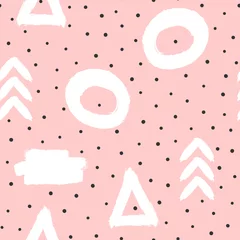 Photo sur Plexiglas Polka dot Joli motif abstrait sans couture avec des formes géométriques et des pois. Croquis, aquarelle, graffiti, peinture. Dessiné à la main.