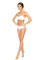 Fototapeta premium Woman with beautiful body on white background