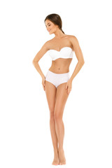 Woman with beautiful body on white background