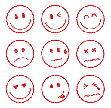 emoticons /smiley face stamp icon set (smile,cheerful,sad,heart,wink,crying etc.)