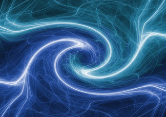 Blue lightning abstract, electrical and plasma background