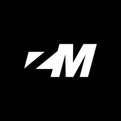 Initial letter ZM, negative space logo, white on black background