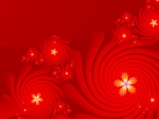 Fractal image,beautiful template for inserting text in bright red color...Background with flower..Floral template with place for text...Graphic design for business cards and like.