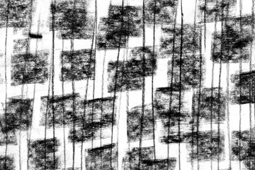Hand drawn abstract charcoal texture on paper. Squares and lines.