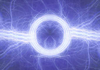 Blue lightning abstract, electrical and plasma background