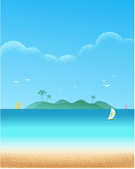Fototapeta na wymiar Beautiful seascape beach Vector texture style illustration.