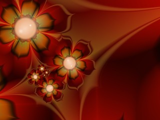 Fractal image,beautiful template for inserting text in red and green color...Background with flower..Floral template with place for text...Graphic design for business cards and like.