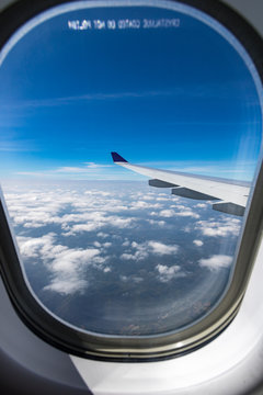 Sky and clouds view from airplan window
