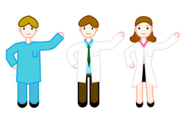 A group of specialist physicians who personify the staff. Suitable for registration of a health magazine or a website.