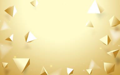 Abstract Gold 3d pyramids background. Vector illustration