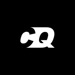 Initial letter CQ, negative space logo, white on black background