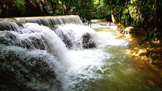 Beautiful waterfall in forest, Tat Kuang Si Waterfalls, Luang prabang Laos. 