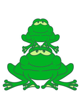green frogs stacked, cartoon style clip art preview