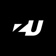 Initial letter ZU, negative space logo, white on black background
