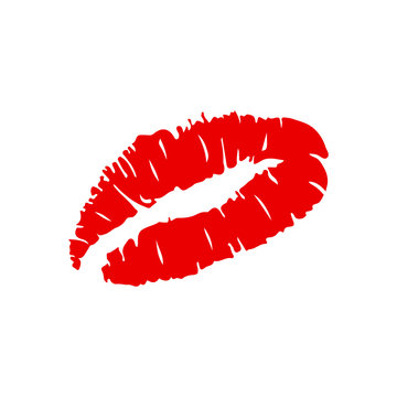 Lips kiss. Red female lips. Valentines day. Vector