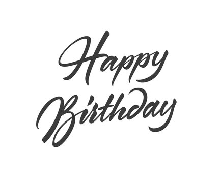 Happy Birthday vector text in freehand style. Handmade lettering with brush