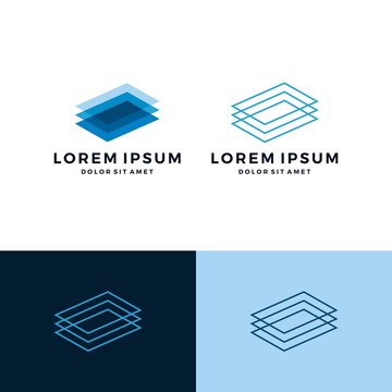 rectangle transparent outline line art logo vector