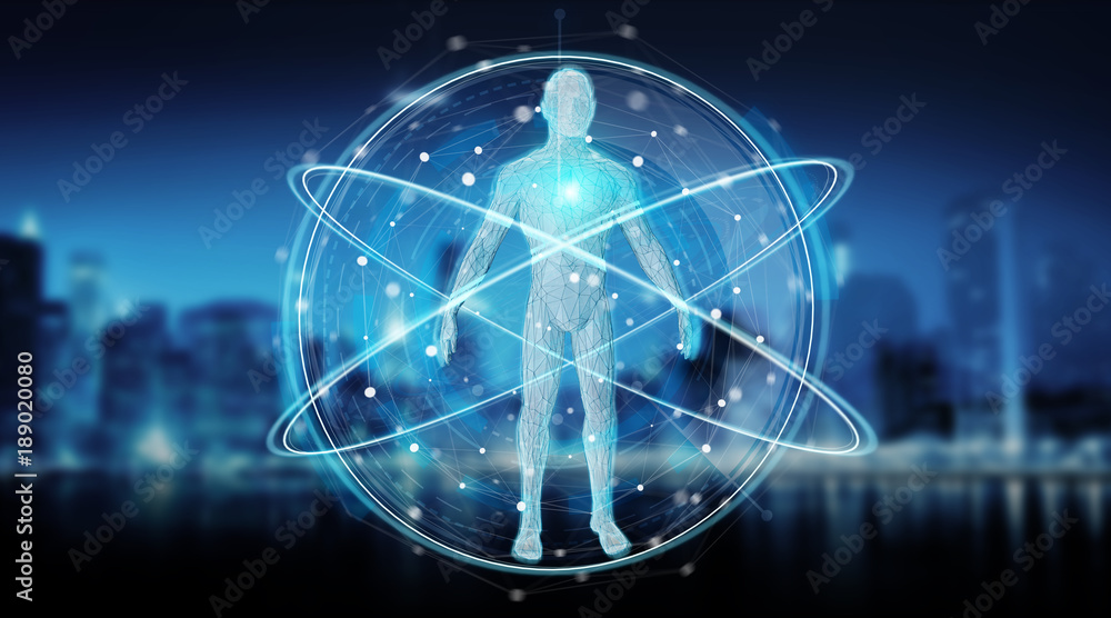Aufkleber Digital x-ray human body scan background interface 3D rendering